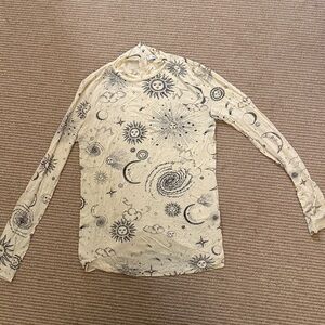 Ganni mock neck long sleeve celestial print size small